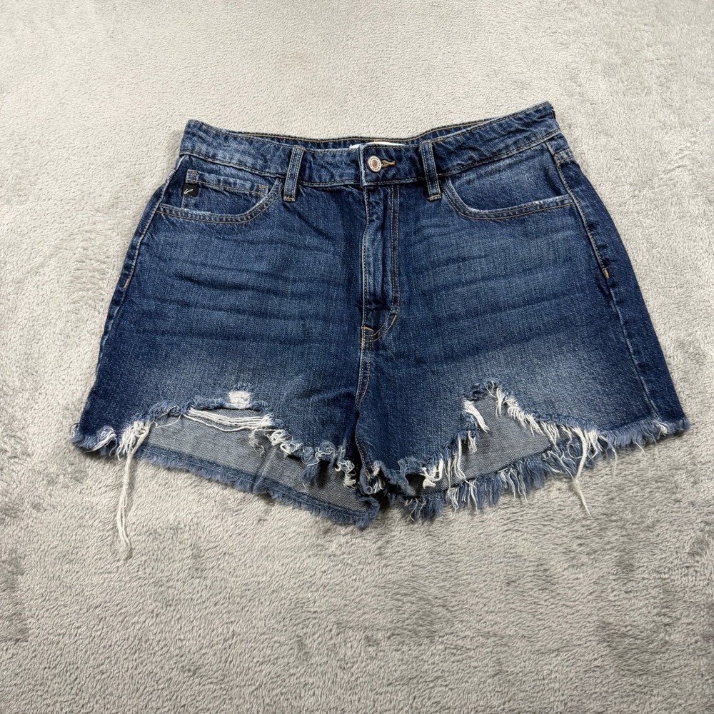 KanCan Denim Shorts‎ Womens 11/29 Blue Distressed Frayed Hem High Rise KC9145D